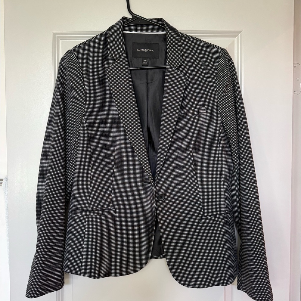 Banana Republic Black and White Checkered Blazer